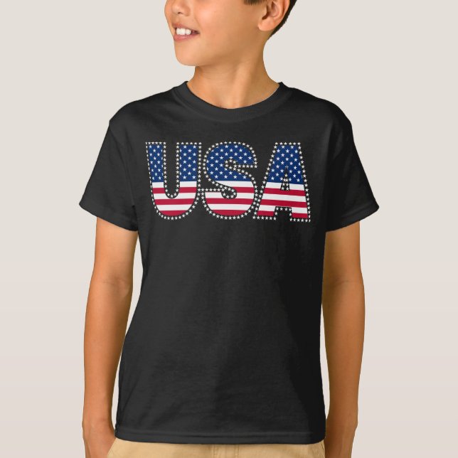 USA-July 4th-Star Border T-Shirt (Front)