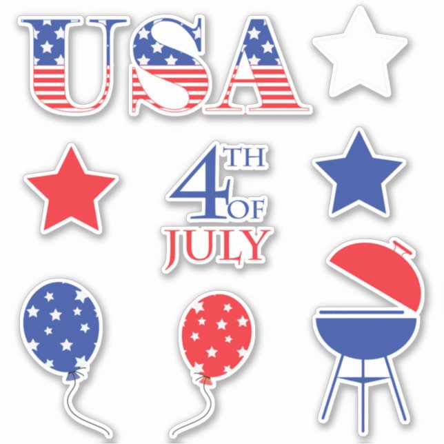 USA July Fourth 4th Celebration Sticker (Front)