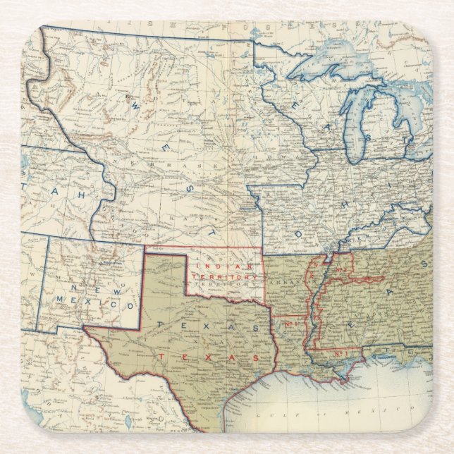 USA June 1861 Square Paper Coaster (Front)
