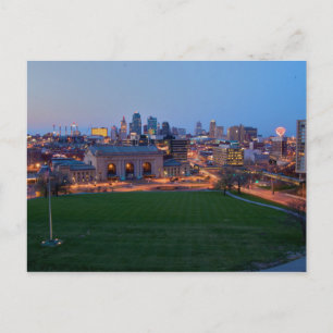 USA - Kansas - City Skyline As Night Descends Postcard