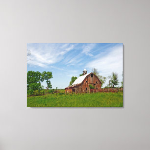 USA, Kansas. Old Red Barn Canvas Print