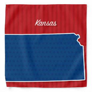 USA Kansas State Patriotic Stars and Stripes Map Bandana