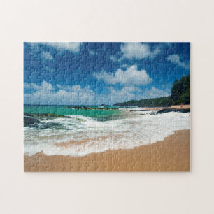 USA, Kauai, Hawaii. A Woman Strolls The Rocks Jigsaw Puzzle