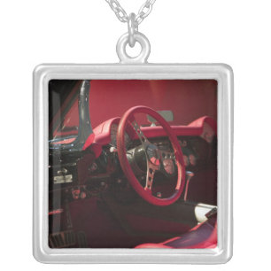 USA, Kentucky, Bowling Green: National Corvette Silver Plated Necklace