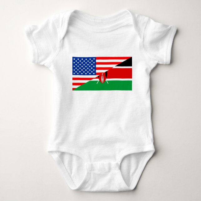usa Kenya country half flag america symbol Baby Bodysuit (Front)