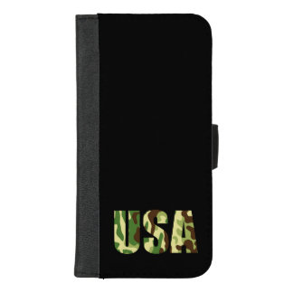 USA khaki camouflage sign iPhone 8/7 Plus Wallet Case