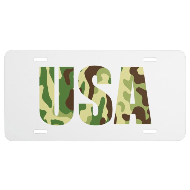 USA khaki camouflage sign License Plate (Front)