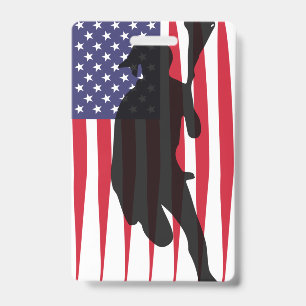 USA Lacrosse unlimited America flag lax player T-S Badge