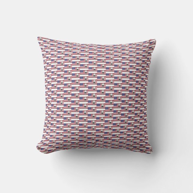 USA Lacrosse Unlimited American flag lax player's Throw Pillow (Front)