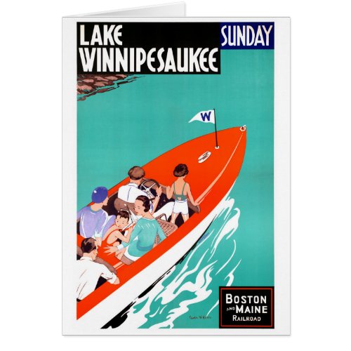 USA Lake Winnipesaukee Restored Vintage Poster