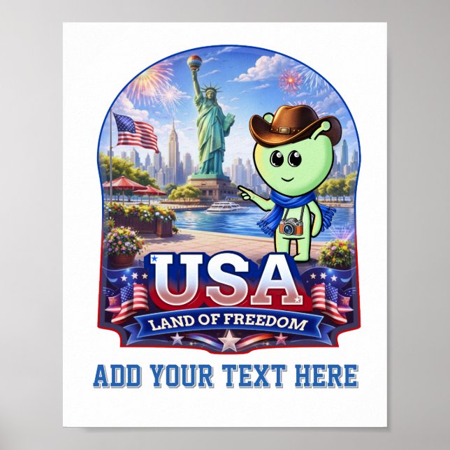 USA Land of Freedom Cute Travel Badge  Poster (Front)