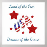 USA Home of the Free Because of the Brave Poster for Sale by Graphic  Master