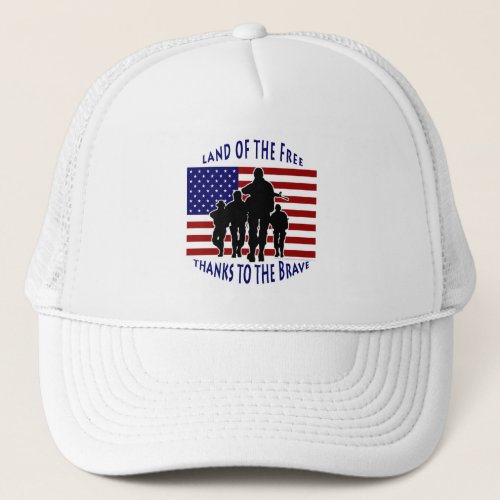 USA Land of the Free Thanks to the Brave Trucker Hat