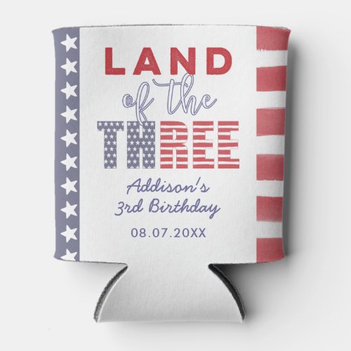 USA Land Of The Three 3rd Birthday Party Favor Can Can Cooler