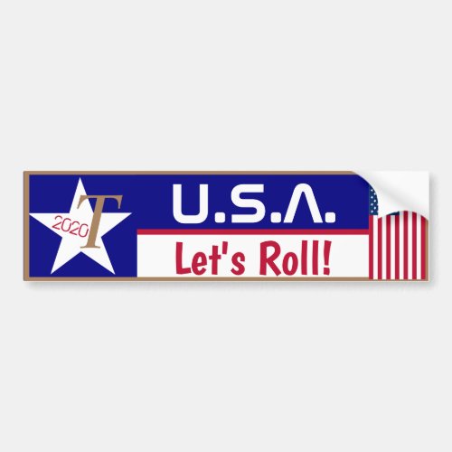 USA Lets Roll Bumper Sticker