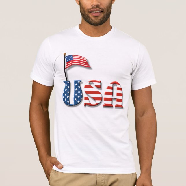 USA Letters and American Flag T-Shirt (Front)