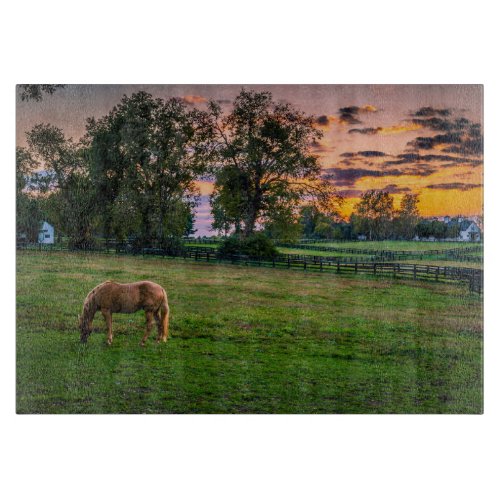 USA Lexington Kentucky Lone horse at sunset 2 Cutting Board