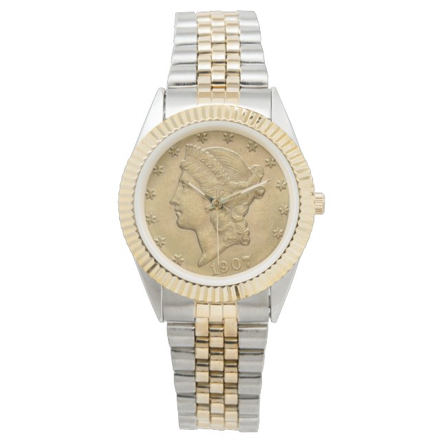 USA Liberty Head 1907 Gold Coin $20 Watch (Front)