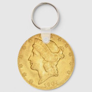 USA Liberty Head Gold Coin $20 1904 Keychain