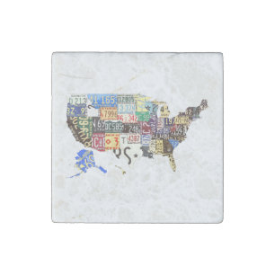 USA license plates - all states vintage Stone Magnet