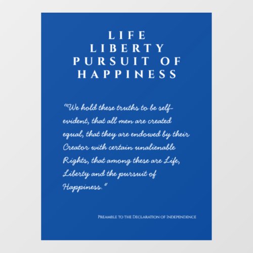 USA Life Liberty  Pursuit of Happiness Window C Window Cling
