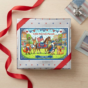 USA Little Patriots Animal Parade American Flag Rectangular Sticker
