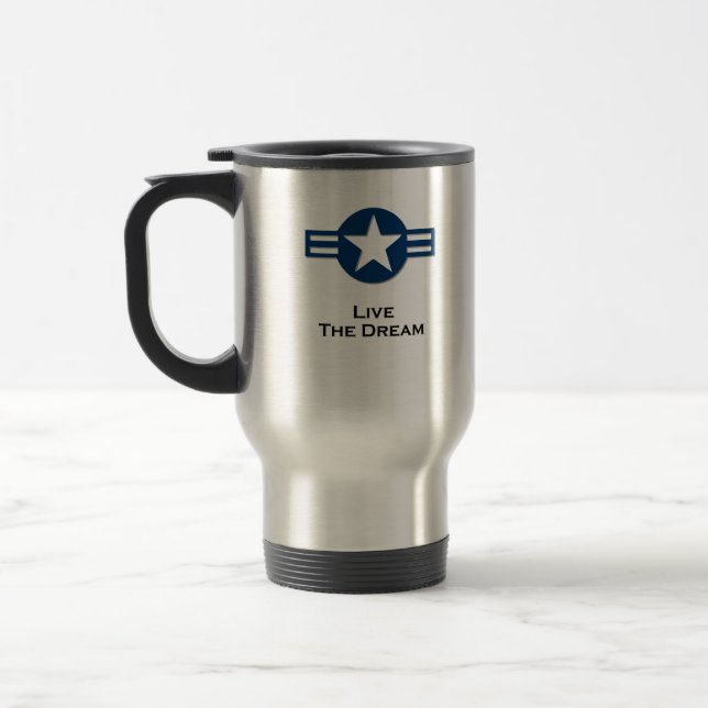USA Living The Dream blue Travel Mug (Left)