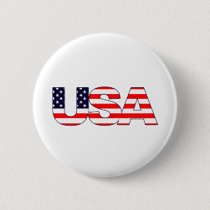 USA Logo Initials with American flag Button