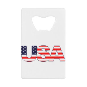 USA Logo Initials with American flag Credit Card Bottle Opener