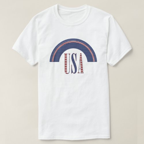 USA Logo Stars and Stripes Rainbow Patriotic T_Shirt