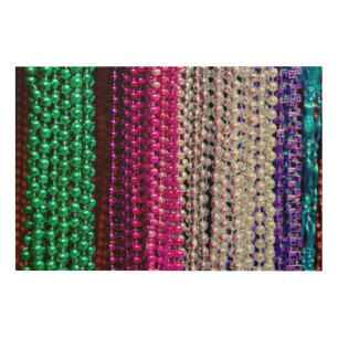 USA, Louisiana, New Orleans. Mardi Gras Beads Wood Wall Art