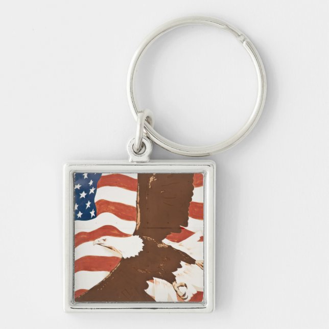 USA, Louisiana, Port Allen. Patriotic mural Keychain (Front)
