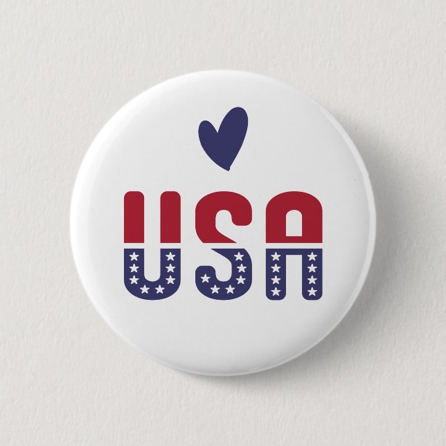 USA Love American Flag Red White Blue Patriotic  Button (Front)