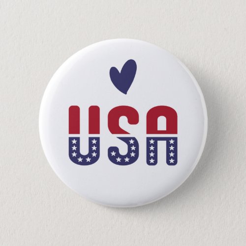 USA Love American Flag Red White Blue Patriotic  Button
