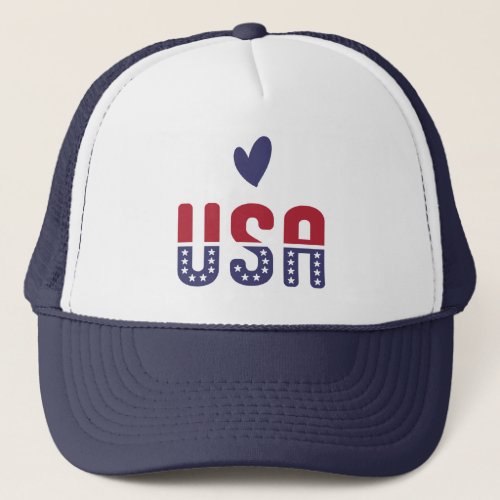 USA Love American Flag Red White Blue Patriotic  Trucker Hat