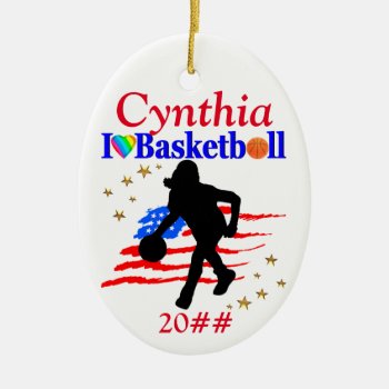 Usa Love Basketball Personalize Christmas Ornament by MySportsStar at Zazzle