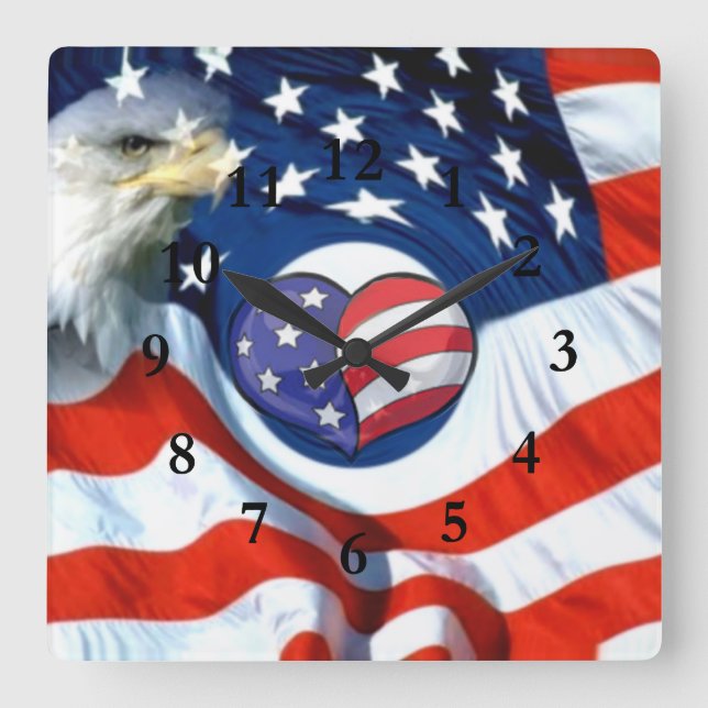 USA Lover_ Square Wall Clock (Front)