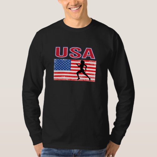 Usa Loves Track And Field Summer Games American Fl T_Shirt