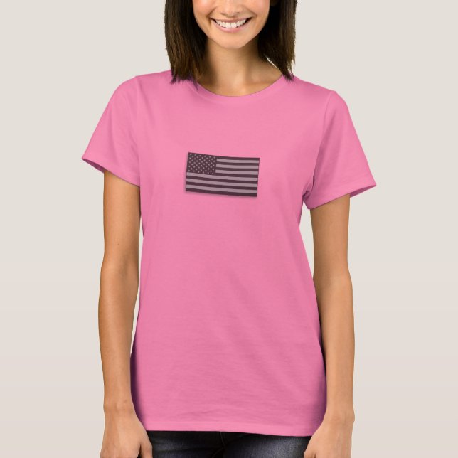 USA Low Visibility American Flag Camo Gray Women's T-Shirt (Front)