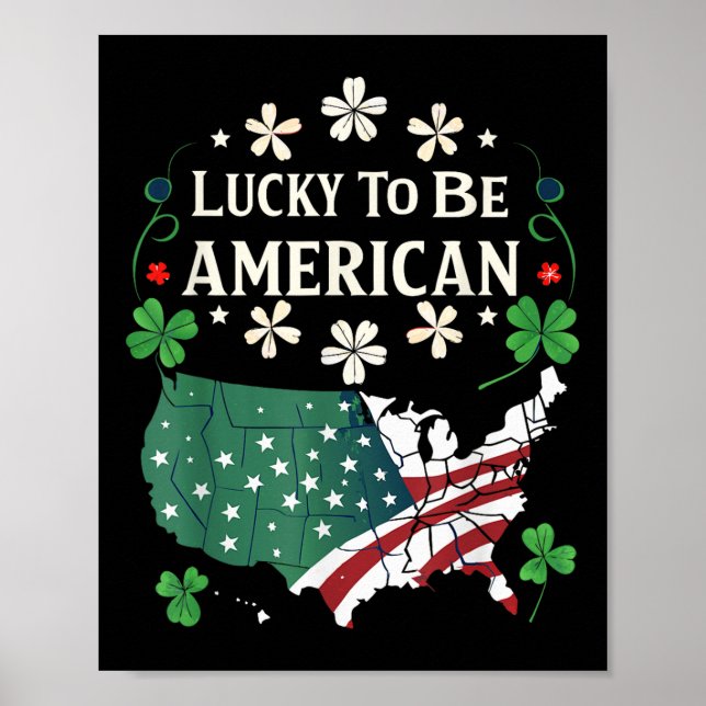 Usa Lucky Clover Map - Shamrock American St. Poster (Front)