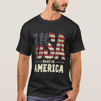 USA Made in America Distressed American Flag T-Shi T-Shirt