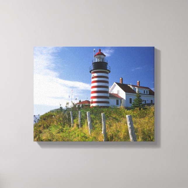 USA, Maine, Lubec. West Quoddy Head Lighthouse Canvas Print (Front)