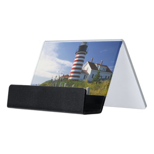 USA Maine Lubec West Quoddy Head Lighthouse Desk Business Card Holder