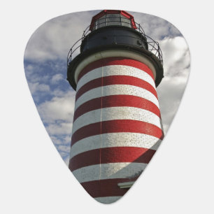 USA, Maine, Lubec. West Quoddy Head LIghthouse Guitar Pick
