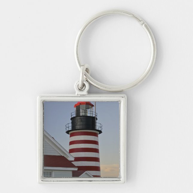 USA, Maine, Lubec. West Quoddy Head Lighthouse, Keychain (Front)