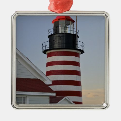 USA Maine Lubec West Quoddy Head Lighthouse Metal Ornament