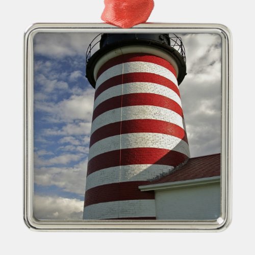 USA Maine Lubec West Quoddy Head LIghthouse Metal Ornament