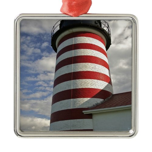 USA, Maine, Lubec. West Quoddy Head LIghthouse Metal Ornament