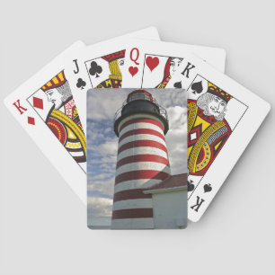 USA, Maine, Lubec. West Quoddy Head LIghthouse Poker Cards