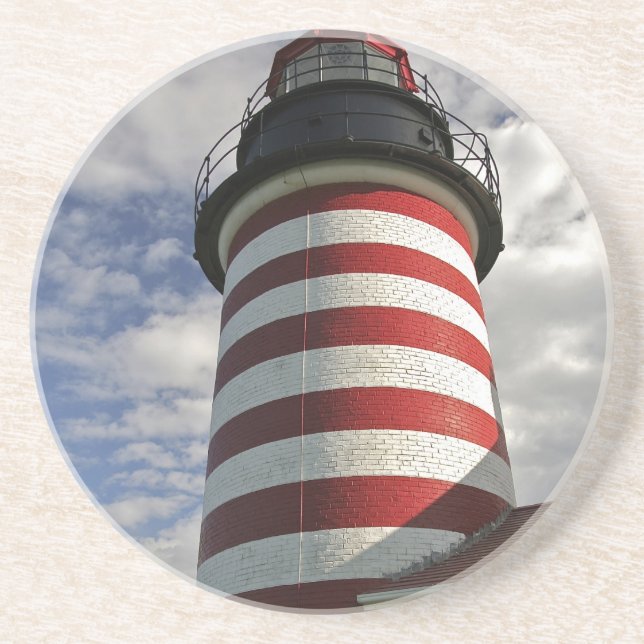 USA, Maine, Lubec. West Quoddy Head LIghthouse Sandstone Coaster (Front)